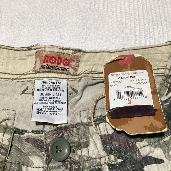 NWT No Boundaries NOBO Size Juniors 3 Camo Cargo Pants Brand New! - Picture 4 of 7